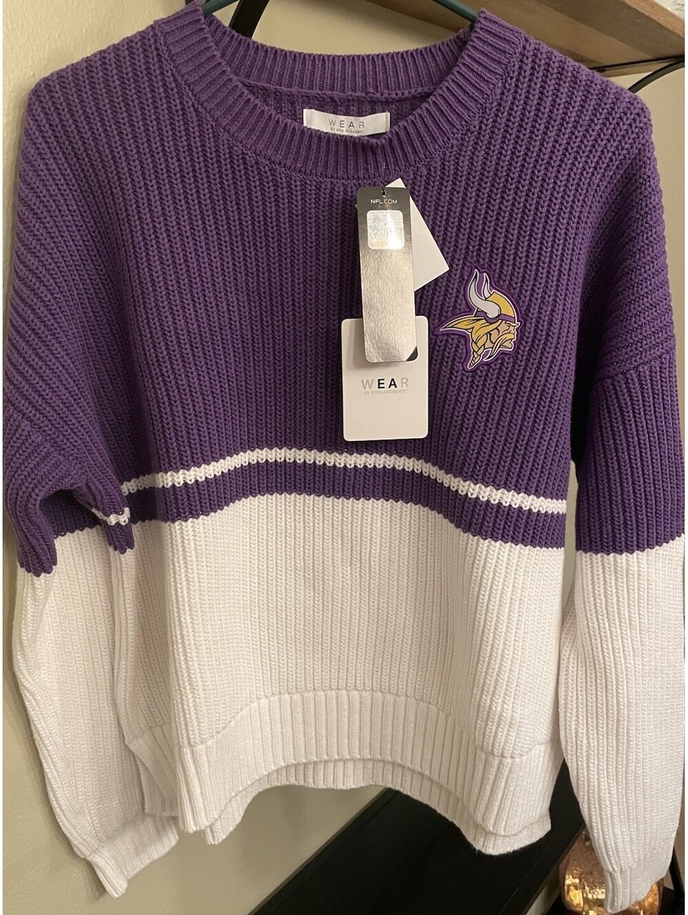 Women’s Minnesota Vikings WEAR By Erin Andrews Chunky Script Pullover Sweater M